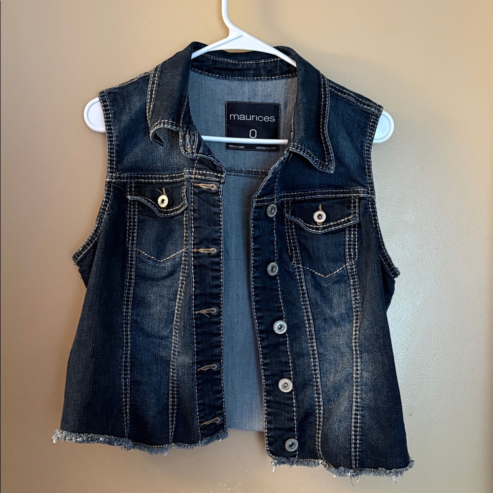 Maurices Dark Blue Denim Vest
